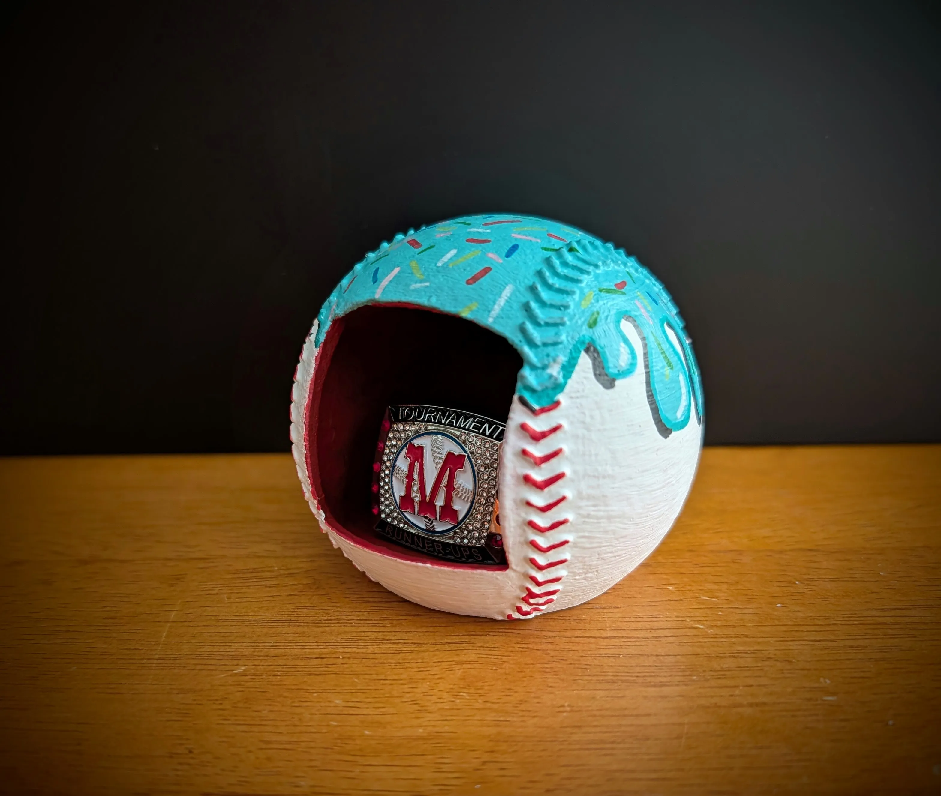 A 3D printed championship ring holder
