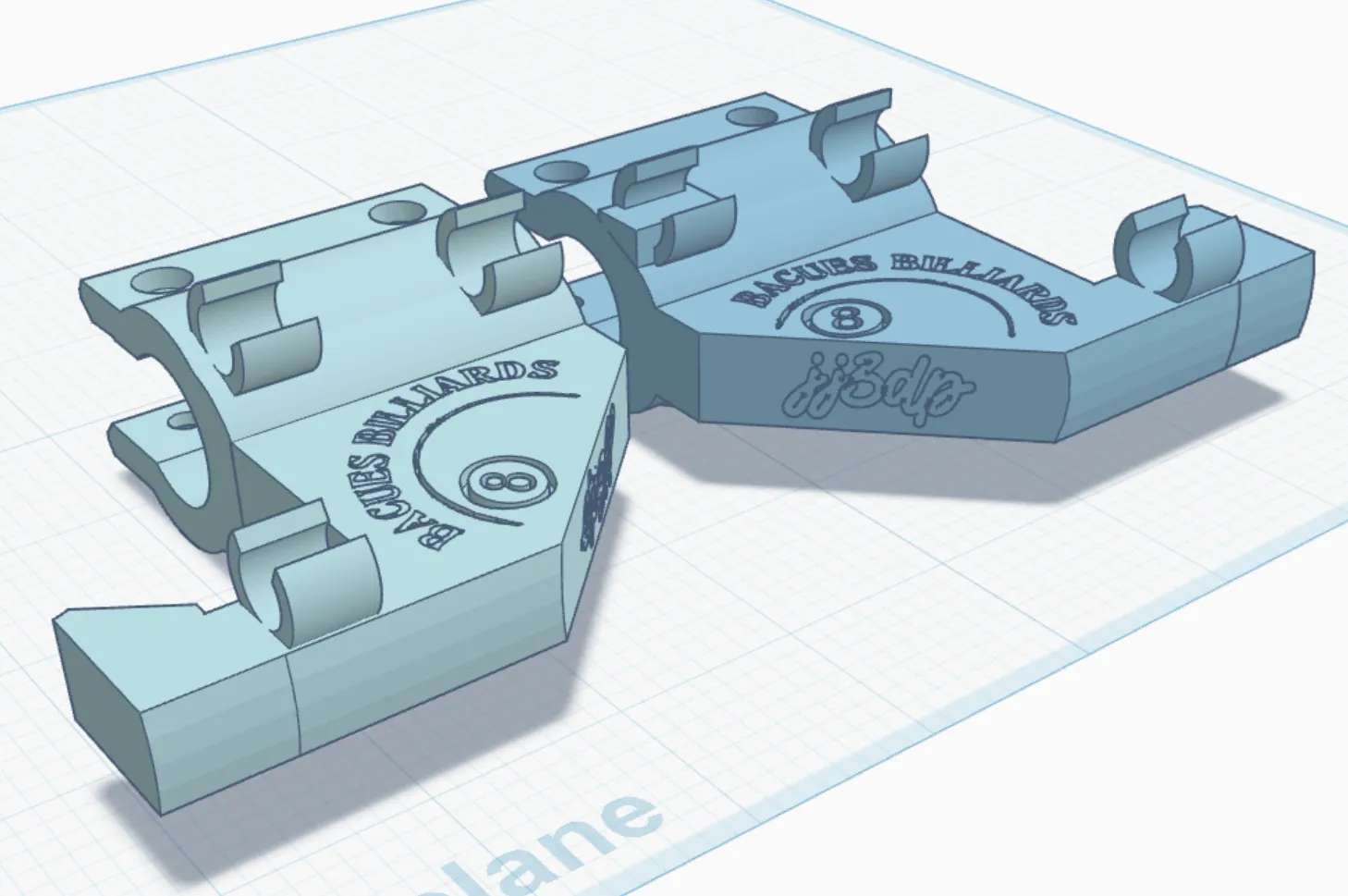A rendered model of the branded custom brackets design