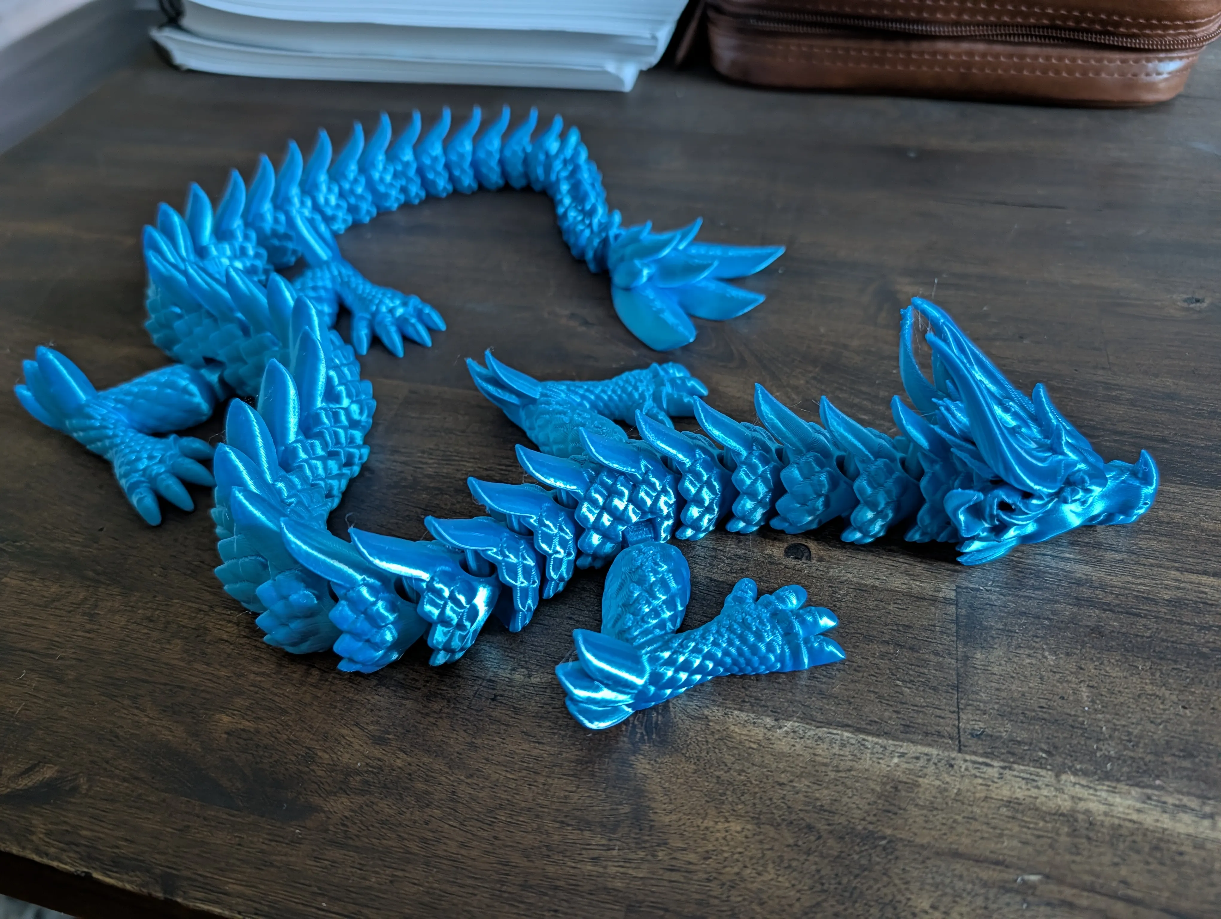 A 3D printed 25in dragon metallic blue